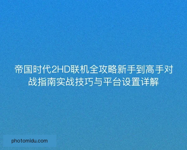 帝国时代2HD联机全攻略新手到高手对战指南实战技巧与平台设置详解